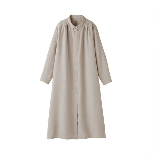 Women's Washed Linen Shirt Dress Natural MUJI