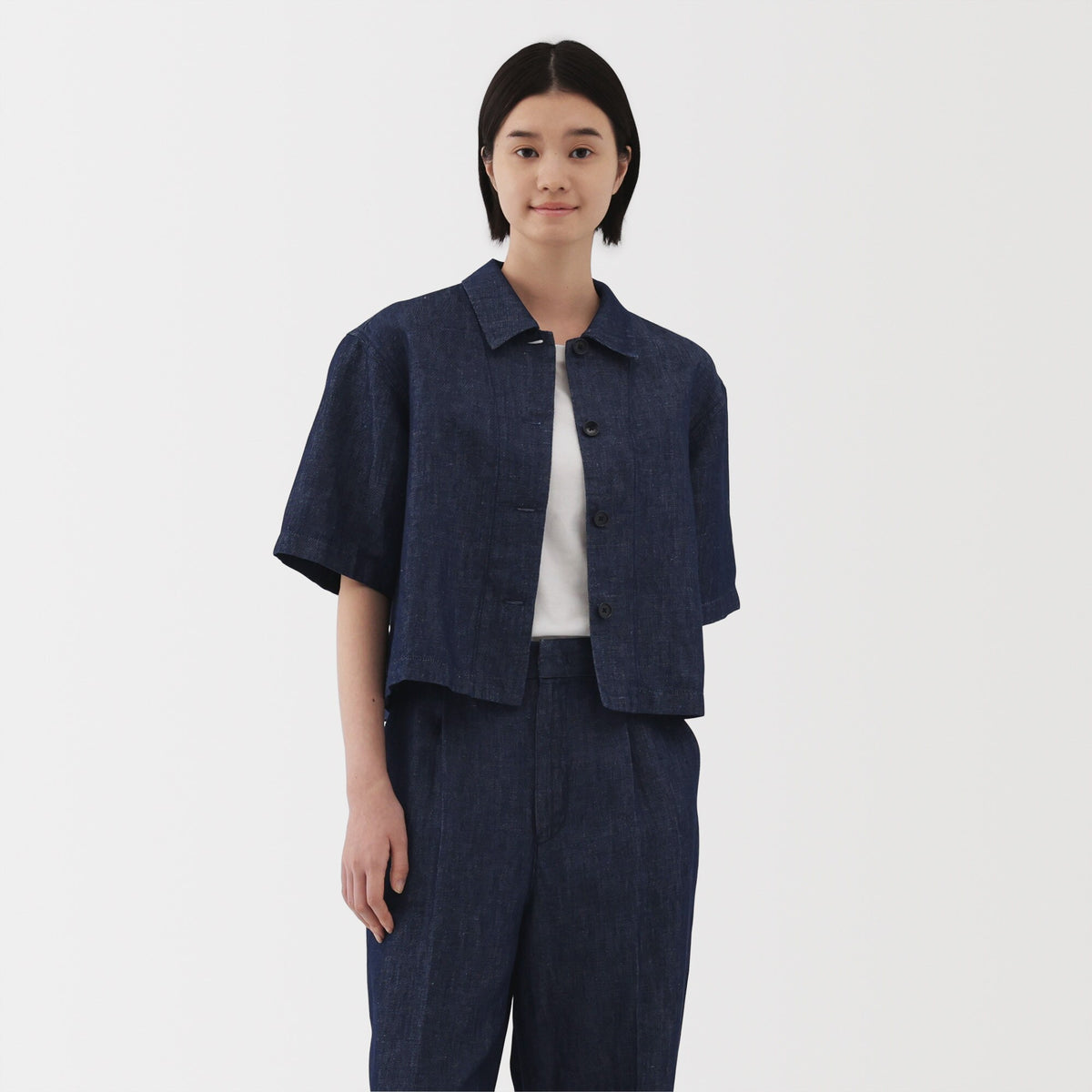 Women's Hemp Blend Denim Short Sleeve Shirt