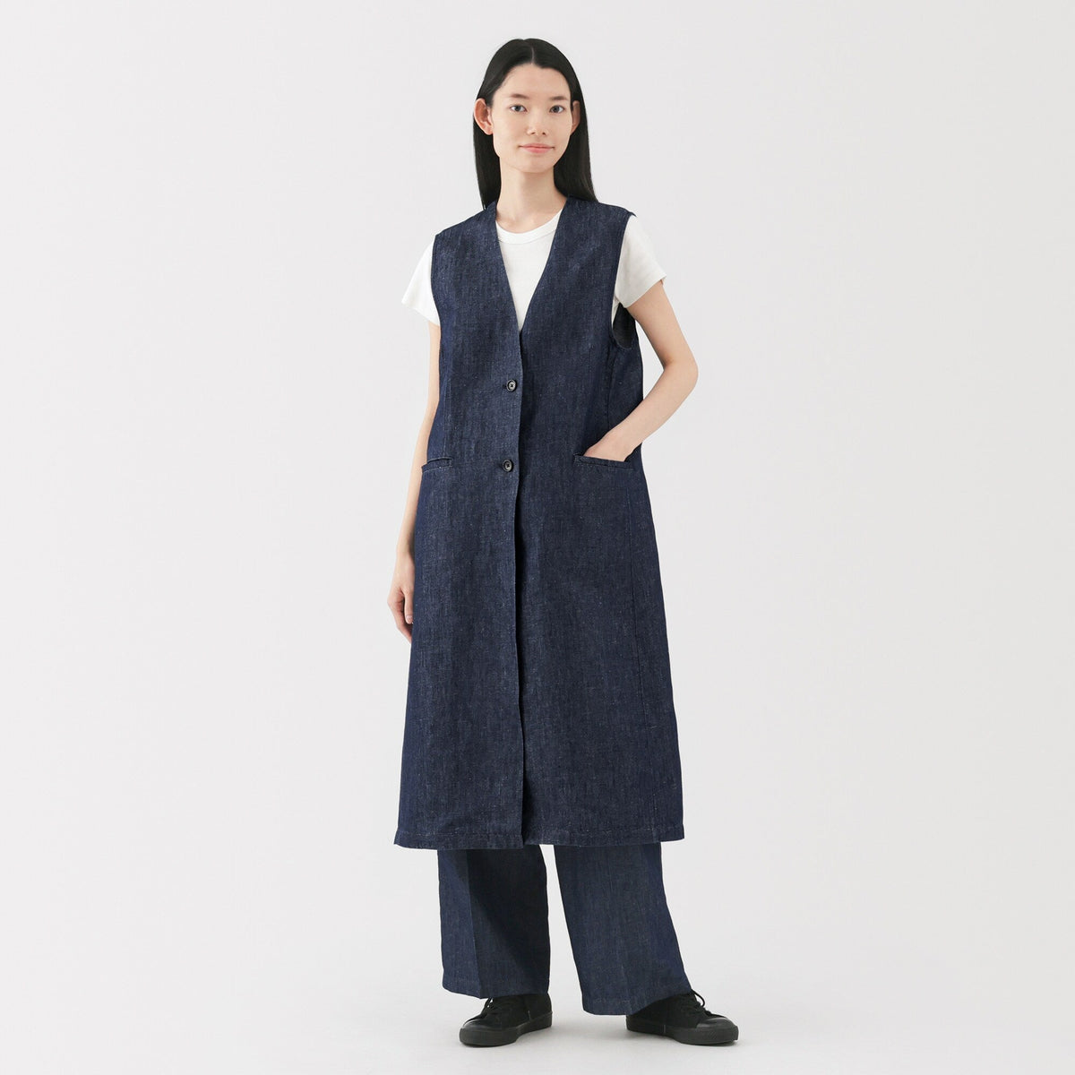 Women's Hemp Blend Denim Long Gilet
