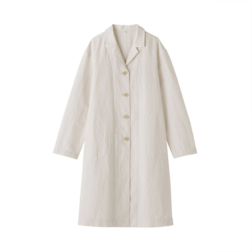 Women's Hemp Cotton Coat Ivory Stripe MUJI