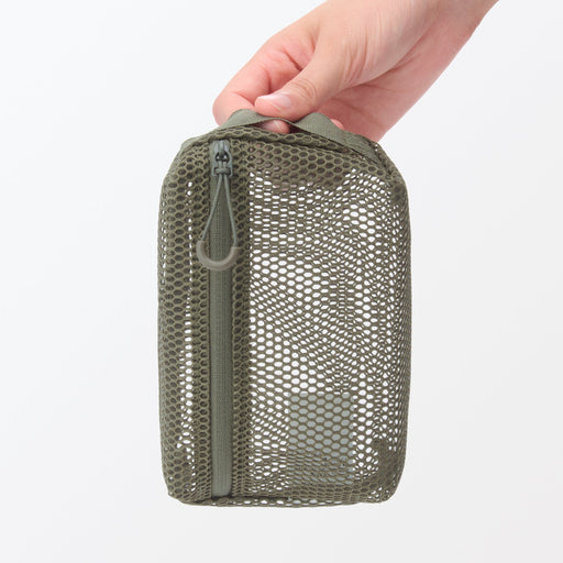 Gusset Mesh Case - Small Khaki MUJI