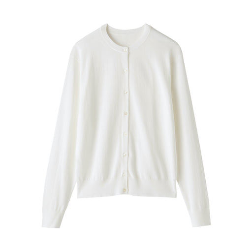 Women's High Twist Crewneck Cardigan Off White MUJI
