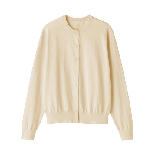 Women's High Twist Crewneck Cardigan Ivory MUJI