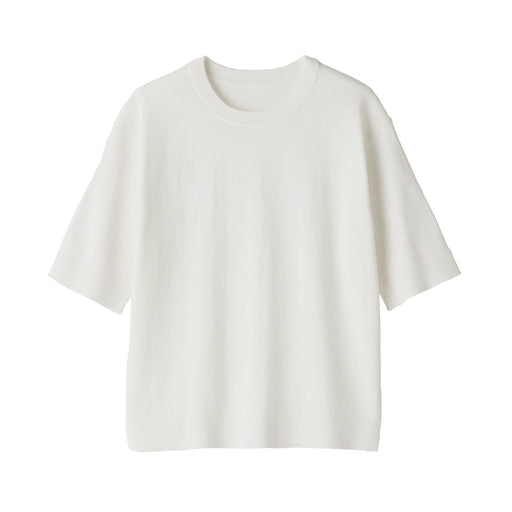 Women's High Twist Half Sleeve Sweater Off White MUJI