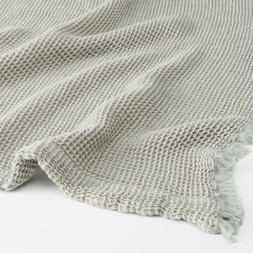 Waffle Weave Blanket - W55.1 x L78.7" Green MUJI