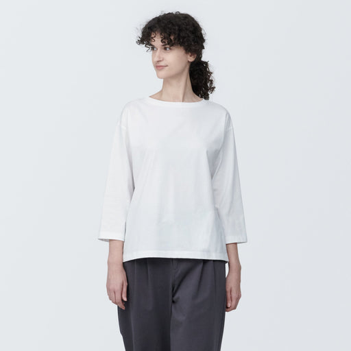 Women's Jersey Boatneck 3/4 Sleeve T-Shirt MUJI