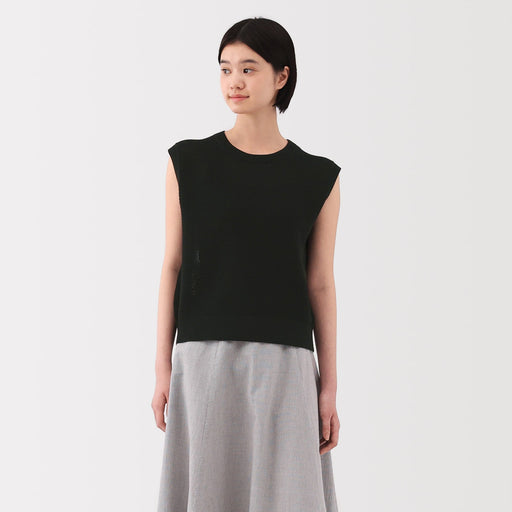 Women's High Twisted Yarn Mesh French Sleeve Sweater MUJI