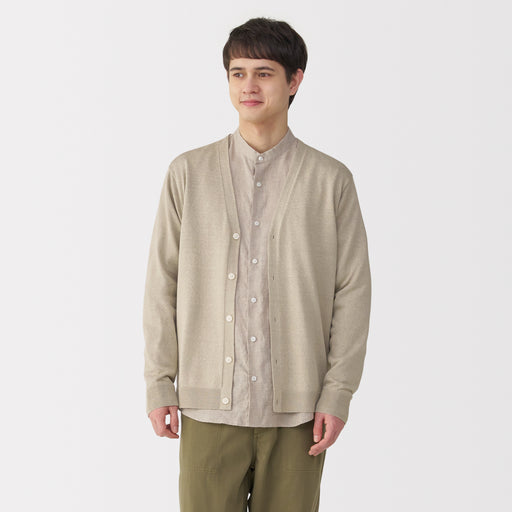 Men's Hemp Blend V-Neck Cardigan MUJI