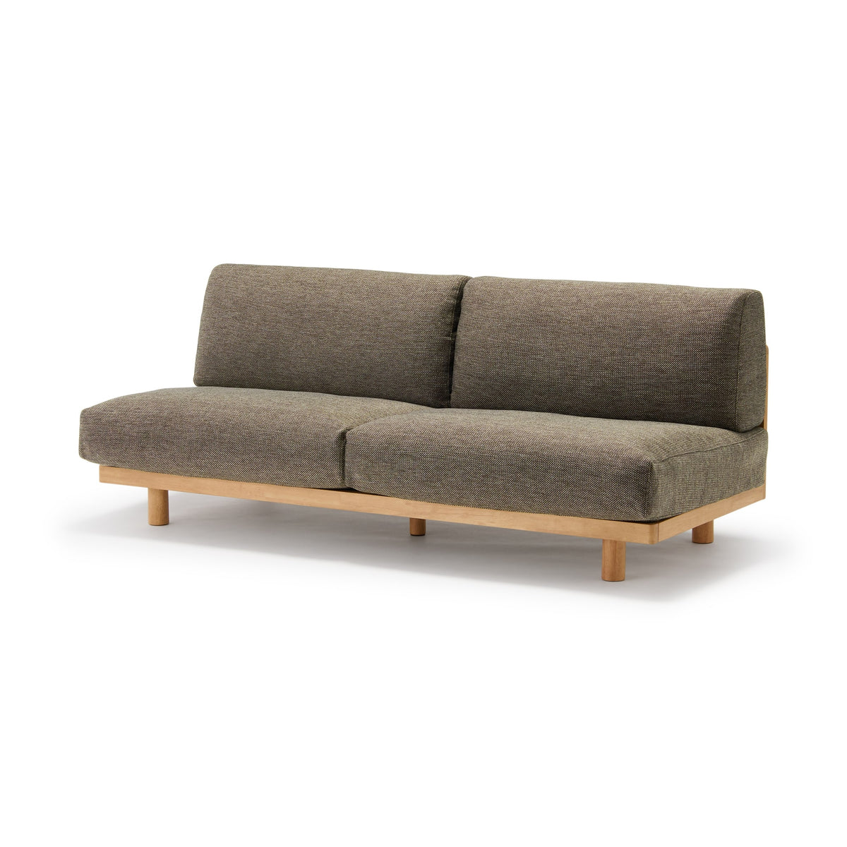 Spacious Armless Sofa Brown 2 Seater | Japanese Wood Furniture