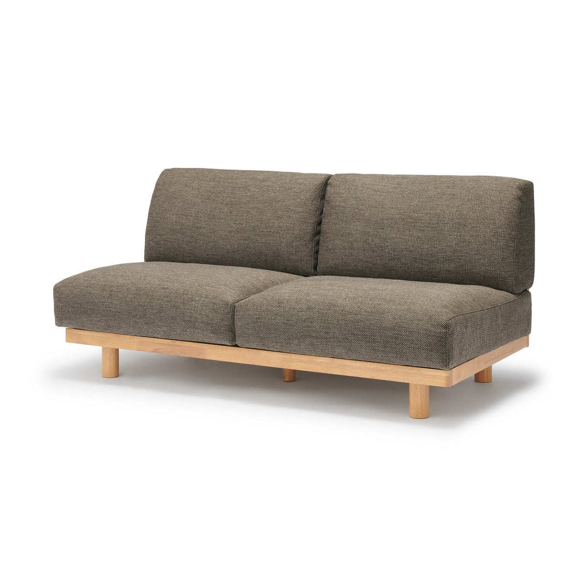 Spacious Armless Sofa Brown 3 Seater | Japanese Home Furniture