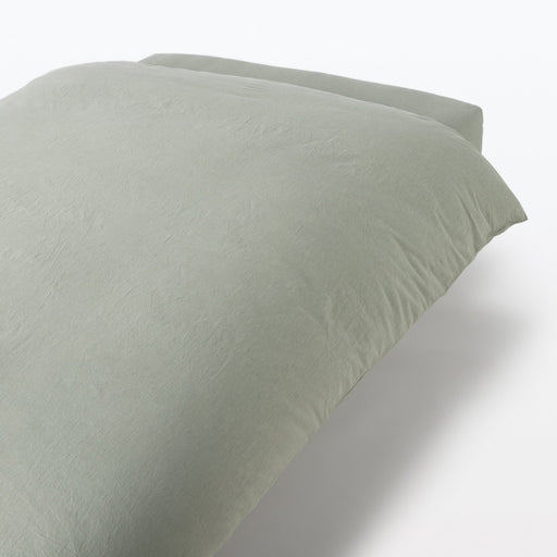 Washed Cotton Duvet Cover Green MUJI