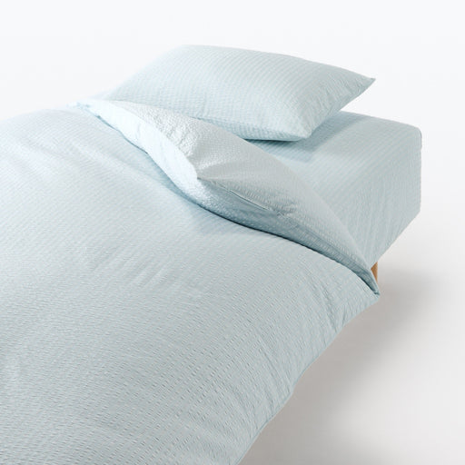 Seersucker Pillowcase Blue MUJI