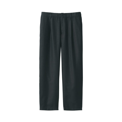 #deleted -imported - Men's Hemp Blend Twill Pleated Straight Pants Black MUJI