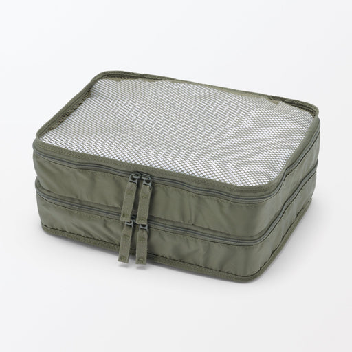 Polyester Gusset Case Double - Small Khaki MUJI
