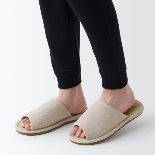 Igusa Open Toe Slippers Natural MUJI