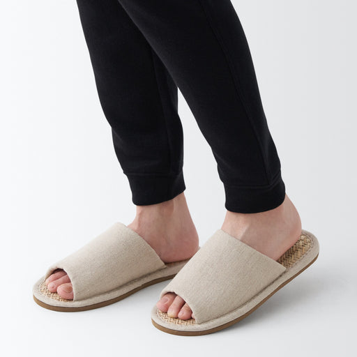 Malay Grass Open Toe Slippers Natural MUJI