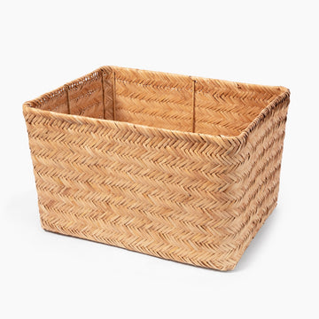 Rattan Rectangular Basket - Large (W19.7 x D15 x H12") MUJI