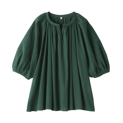 Women's High Twist Blouse Dark Green MUJI