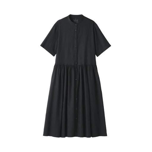Women's Hemp Cotton Short Sleeve Dress Black MUJI