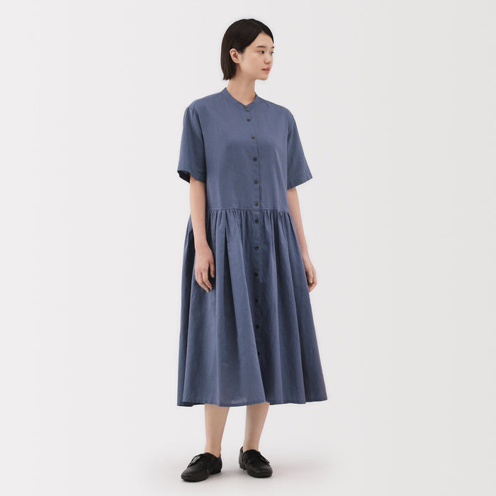 Women's Hemp Cotton Short Sleeve Dress | Summer Dresses | MUJI USA Women's Hemp Cotton Short Sleeve Dress | Summer Dresses | MUJI USA