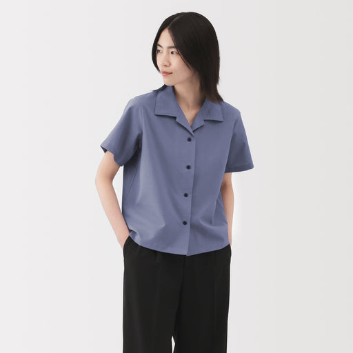 Women's Breathable Seersucker Open Collar Shirt MUJI