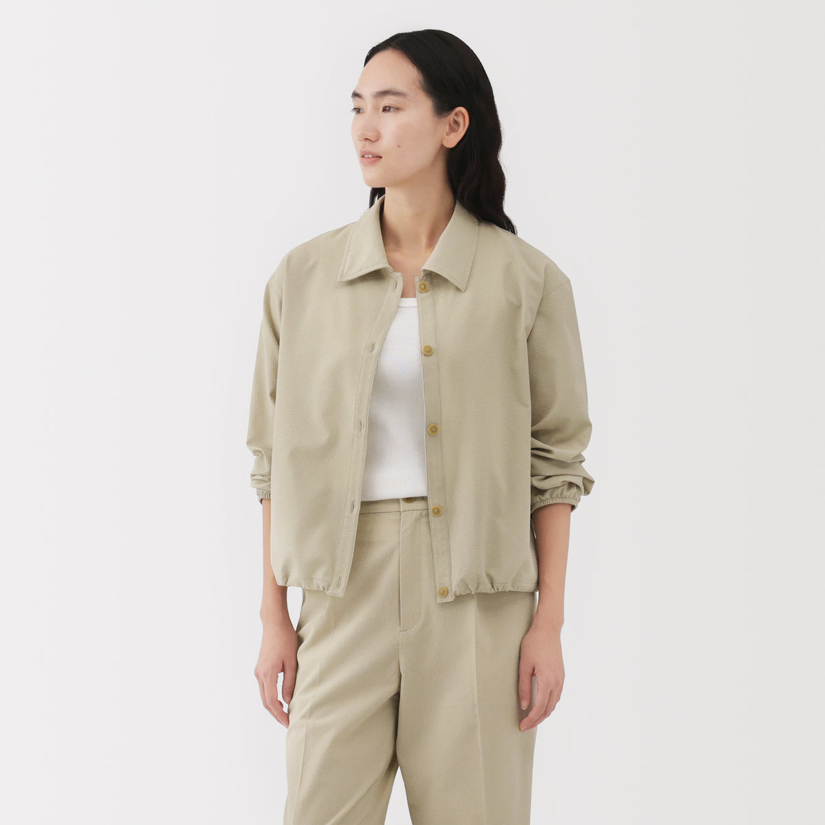 Women's Breathable Seersucker Shirt Jacket