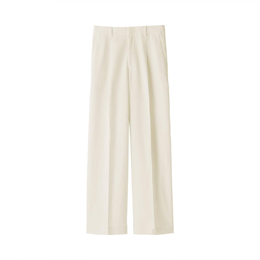 Women's Water Repellent Pleated Straight Pants Off White MUJI