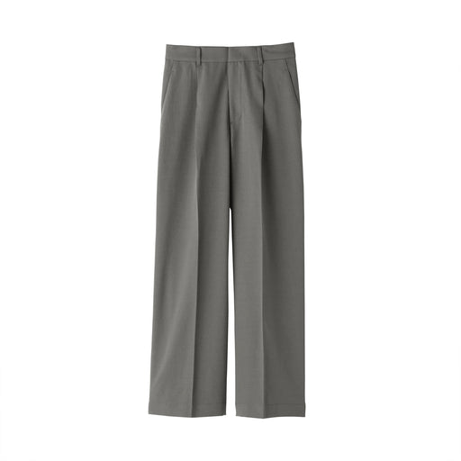 Women's Water Repellent Pleated Straight Pants Charcoal Gray MUJI