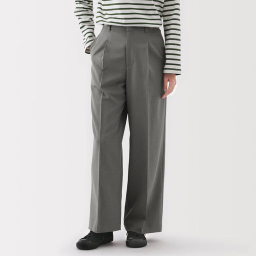Women's Water Repellent Pleated Straight Pants MUJI