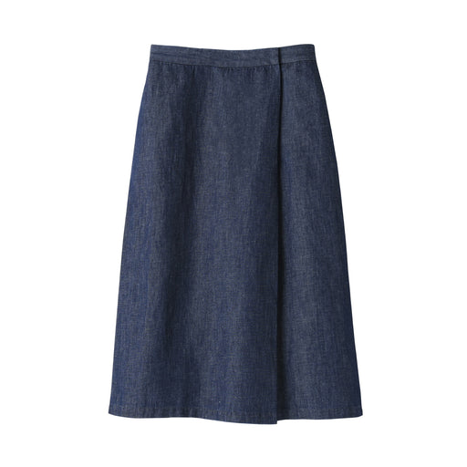Women's Hemp Blend Denim Dress Trousers Navy MUJI