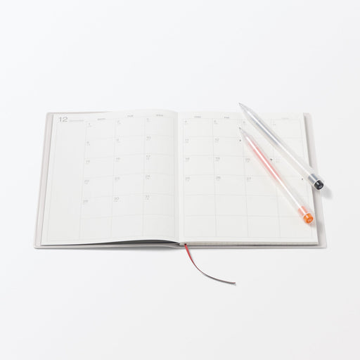 B6 Monthly Planner From Dec. 2025 White Gray MUJI