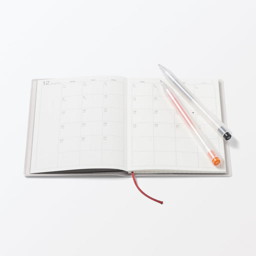 A6 Monthly Planner From Dec. 2025 White Gray MUJI