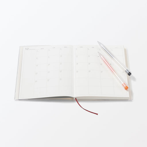 B6 Vertical Monthly/Weekly Planner From Dec. 2025 White MUJI