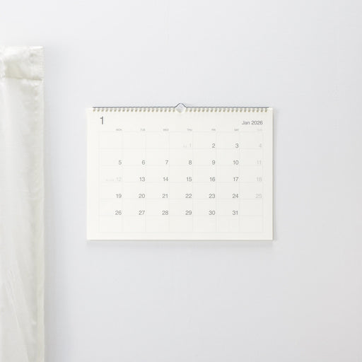 2026 Bagasse Paper Wall Calendar - A3 Horizontal MUJI
