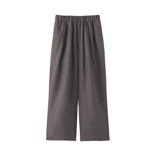 Women's Washed Linen Easy Wide Pants Charcoal Gray MUJI
