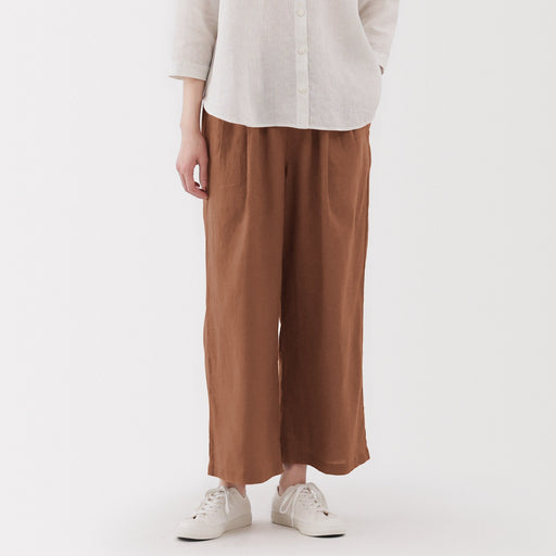 Women's Washed Linen Easy Wide Pants MUJI