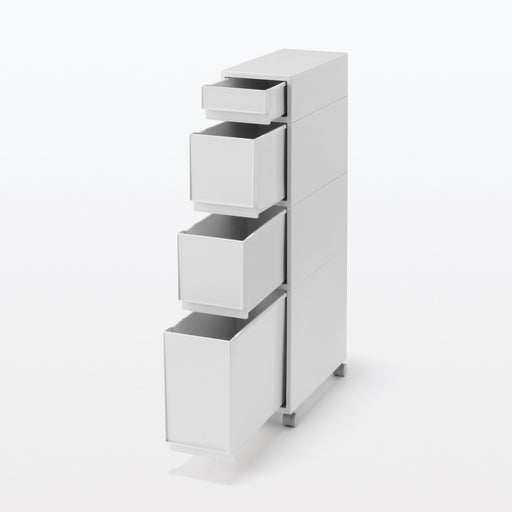 #26ss -import- (oversize fee?) Polypropylene Stocker with Caster #2 - White Gray (4 Tier) MUJI