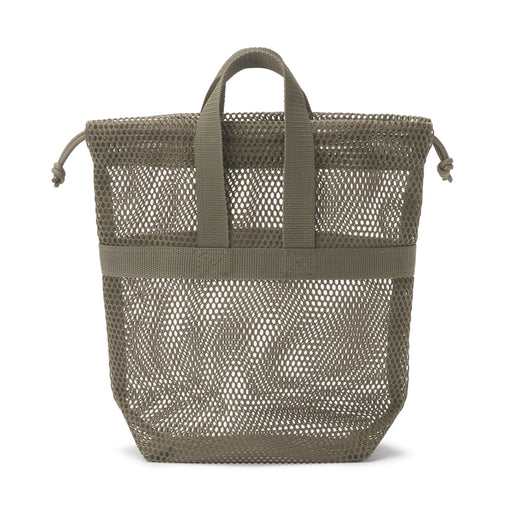 Gusset Mesh Drawstring Bag with Handle - Small Khaki MUJI