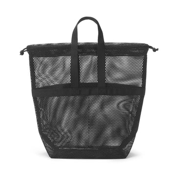Gusset Mesh Drawstring Bag with Handle - Medium Black MUJI