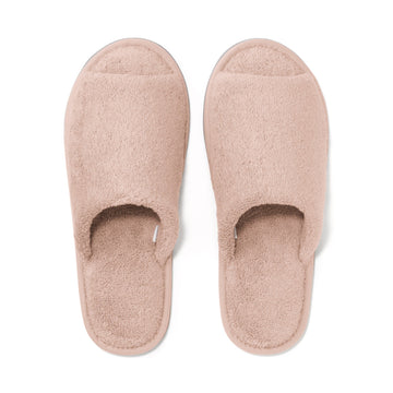Cotton Pile Open Toe Slippers Beige MUJI