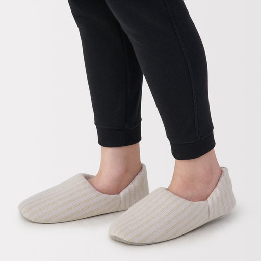 Cotton Flannel Room Shoes Beige Stripe MUJI