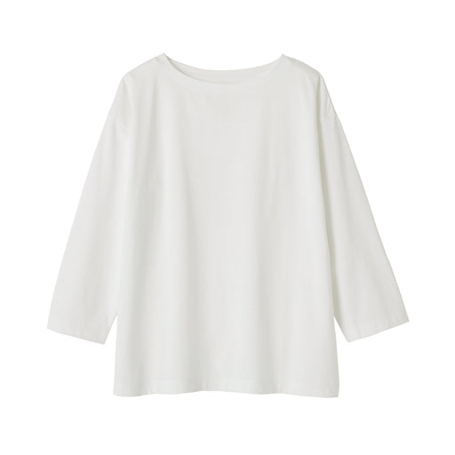 Jersey Boat Neck T-Shirt White MUJI
