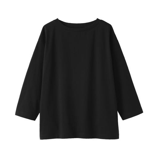 Jersey Boat Neck T-Shirt Black MUJI