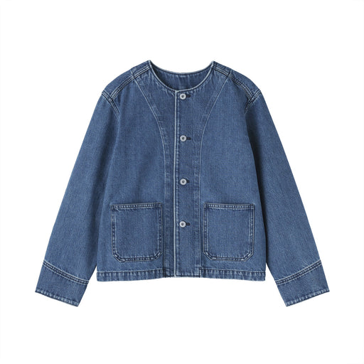Kapok Blend Denim Jacket Light Blue MUJI