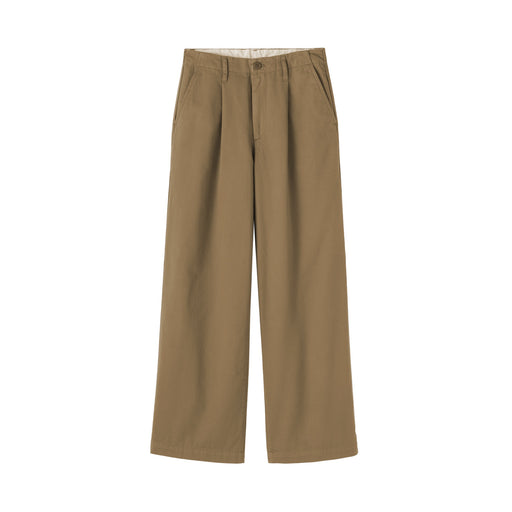 Chino Pleated Wide Pants Dark Beige MUJI