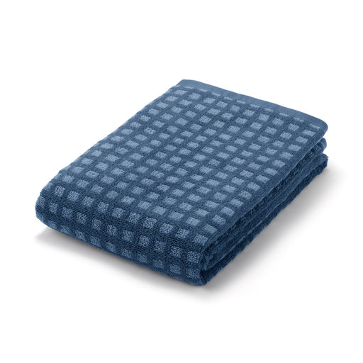 Twin Pile Bath Towel Blue Check MUJI