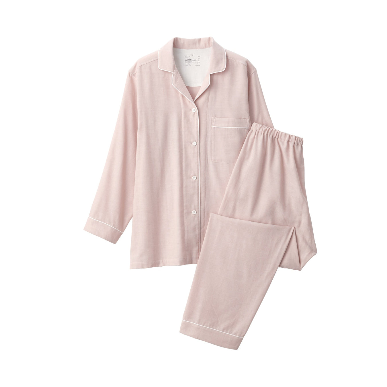 Side Seamless Double Gauze Pajamas Light Pink MUJI