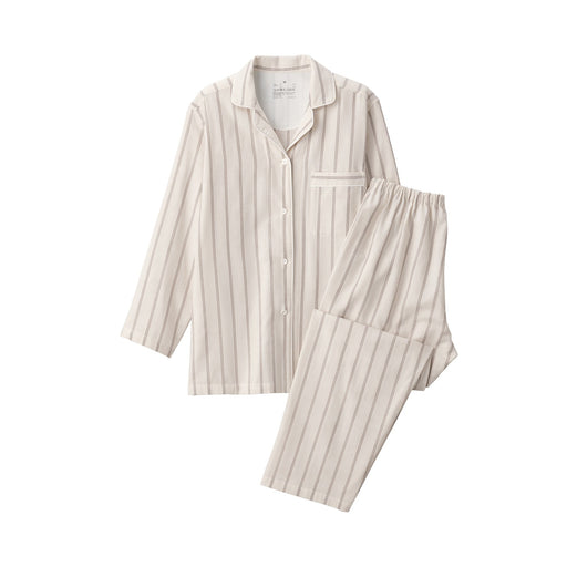 Side Seamless Double Gauze Pajamas Sand Beige Stripe MUJI