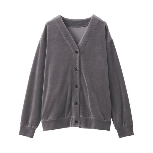 Cotton Velour Cardigan Charcoal Gray MUJI