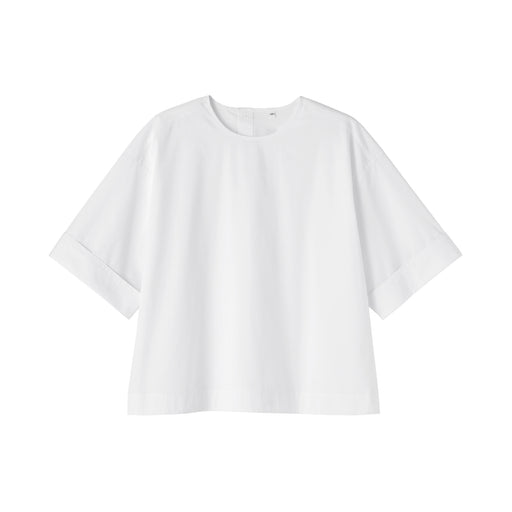 Broadcloth Half Sleeve Blouse White MUJI